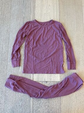 Monkeeroos Ribbed Bamboo Pajama Set | Mauve Dusty Rose | Size 6Y | EUC